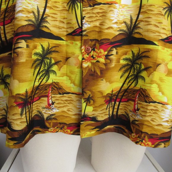 Vintage Hawaiian Shirt Men's XXL Button-Up Sunset Sailing Floral Palm Trees Nice - Picture 5 of 12